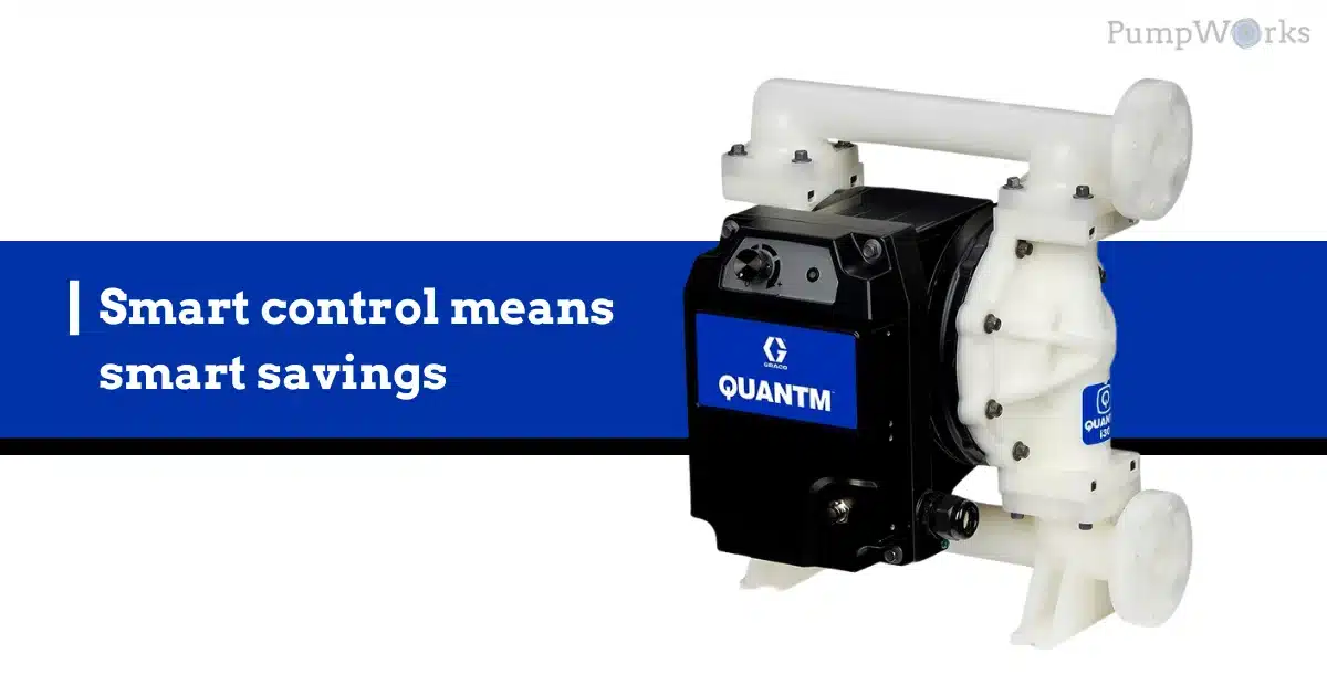 QUANTM pump with white housing promoting smart control and energy savings