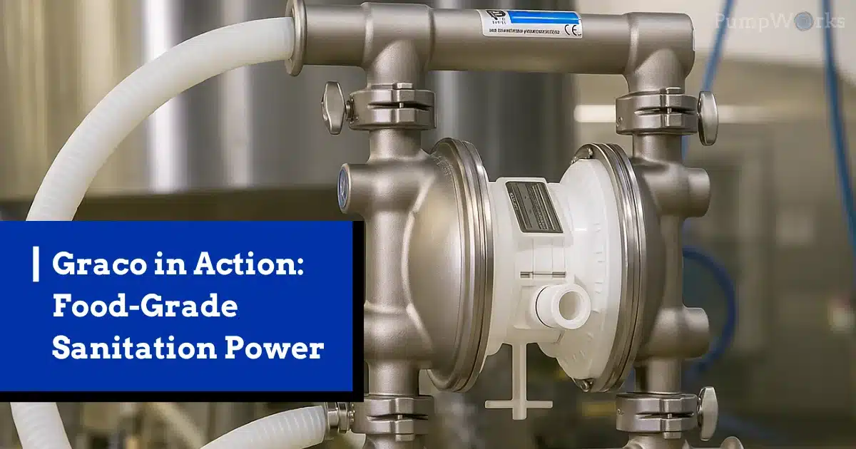 Graco stainless pump installed in clean food-grade production setting.